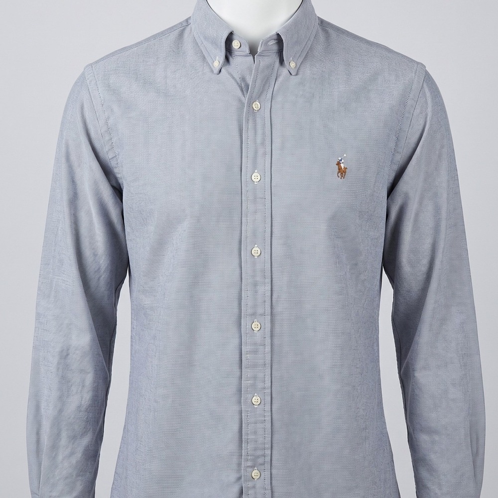 Polo Ralph Lauren Yarmouth Grey Oxford Button Down Shirt Mens XL Long Sleeve